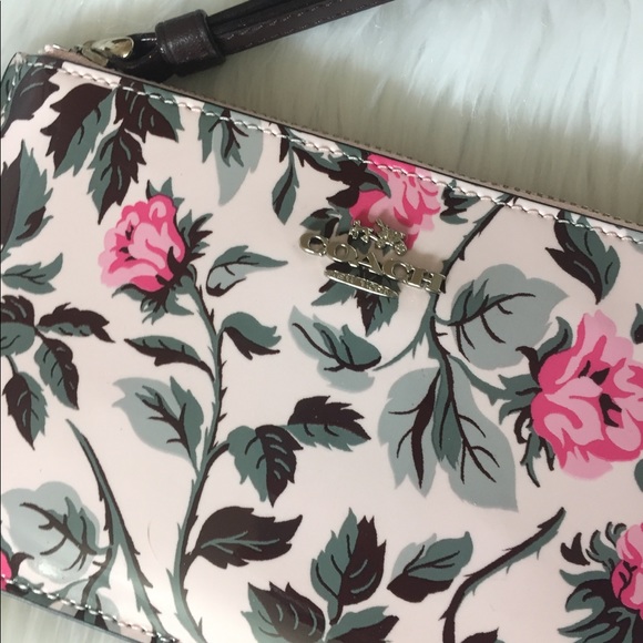 Coach Handbags - COACH Floral Patent Leather Wristlet